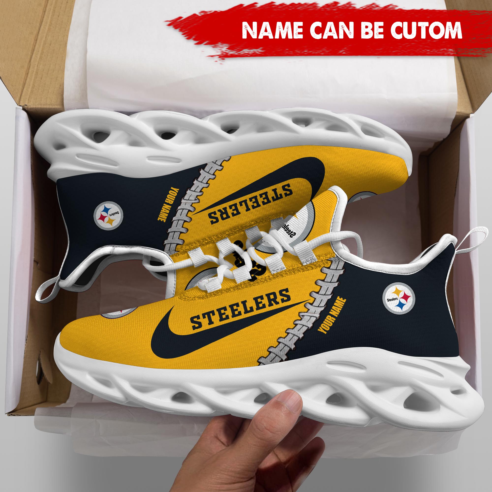 Pittsburgh Steelers Max Soul Shoes Sneakers for Men And Women – NFL Football Fan Shoes, Team Sneakers - Image 5
