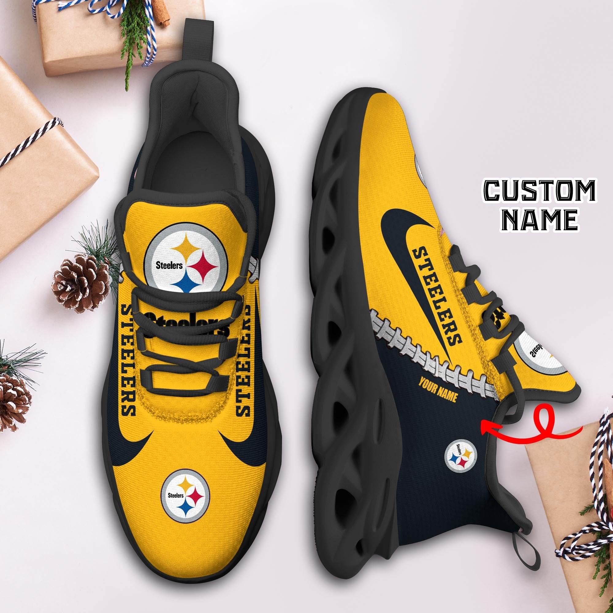Pittsburgh Steelers Max Soul Shoes Sneakers for Men And Women – NFL Football Fan Shoes, Team Sneakers - Image 3