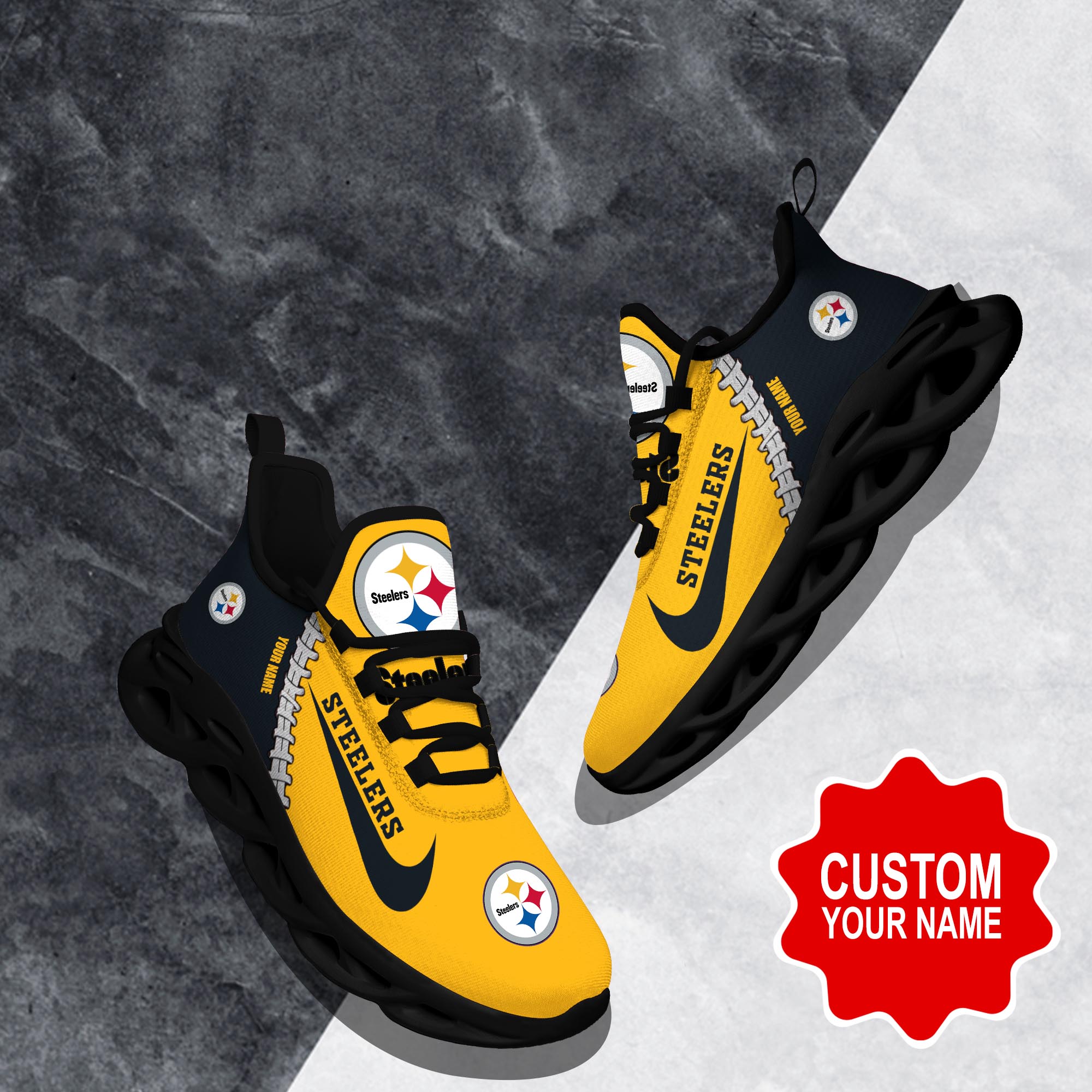 Pittsburgh Steelers Max Soul Shoes Sneakers for Men And Women – NFL Football Fan Shoes, Team Sneakers