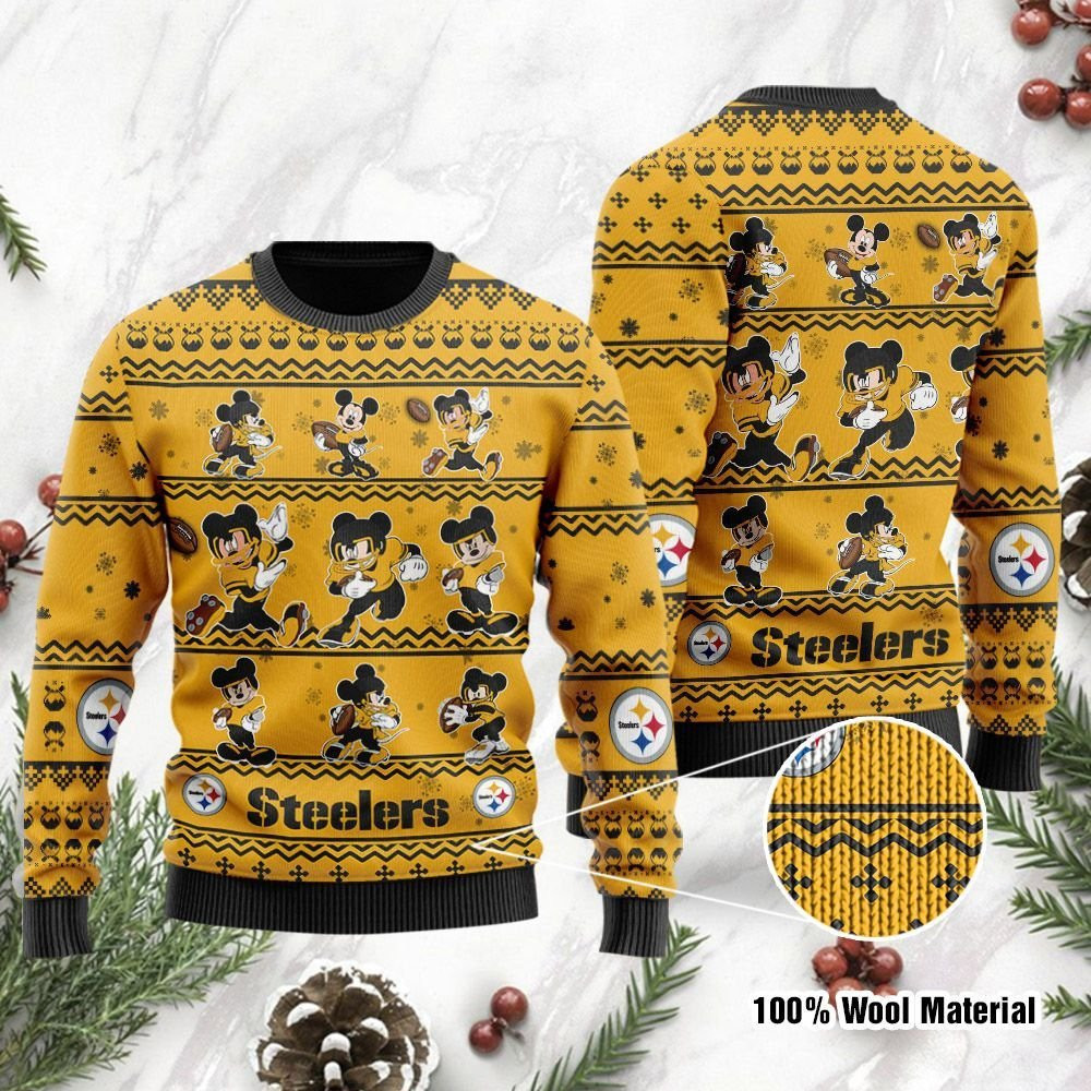 Pittsburgh Steelers Mickey Mouse Holiday Party Ugly Christmas Sweater, Perfect Holiday Gift