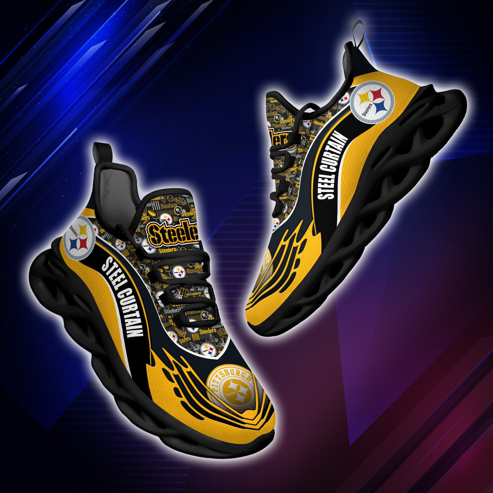 Pittsburgh Steelers NFL Max Soul Shoes Sneakers for Men And Women – NFL Football Fan Shoes, Team Sneakers - Image 4