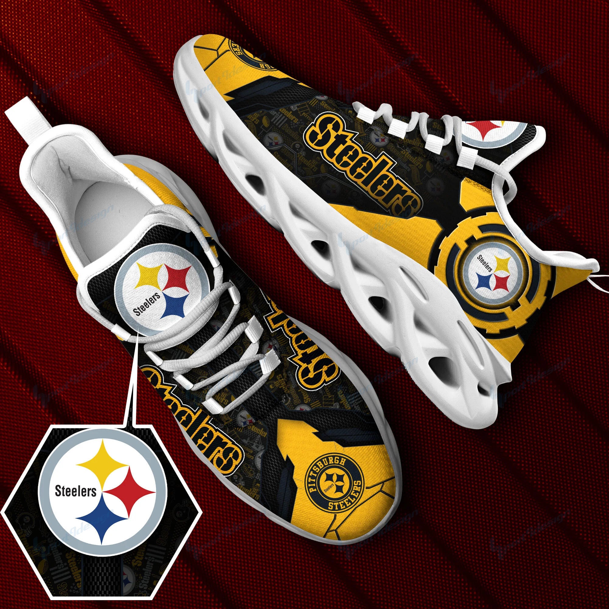 Pittsburgh Steelers NFL Max Soul Shoes Sneakers for Men And Women – NFL Football Fan Shoes, Team Sneakers