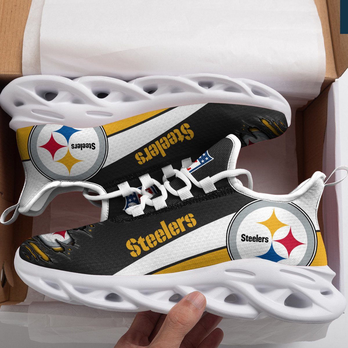 Pittsburgh Steelers NFL Max Soul Shoes Sneakers for Men And Women – NFL Football Fan Shoes, Team Sneakers