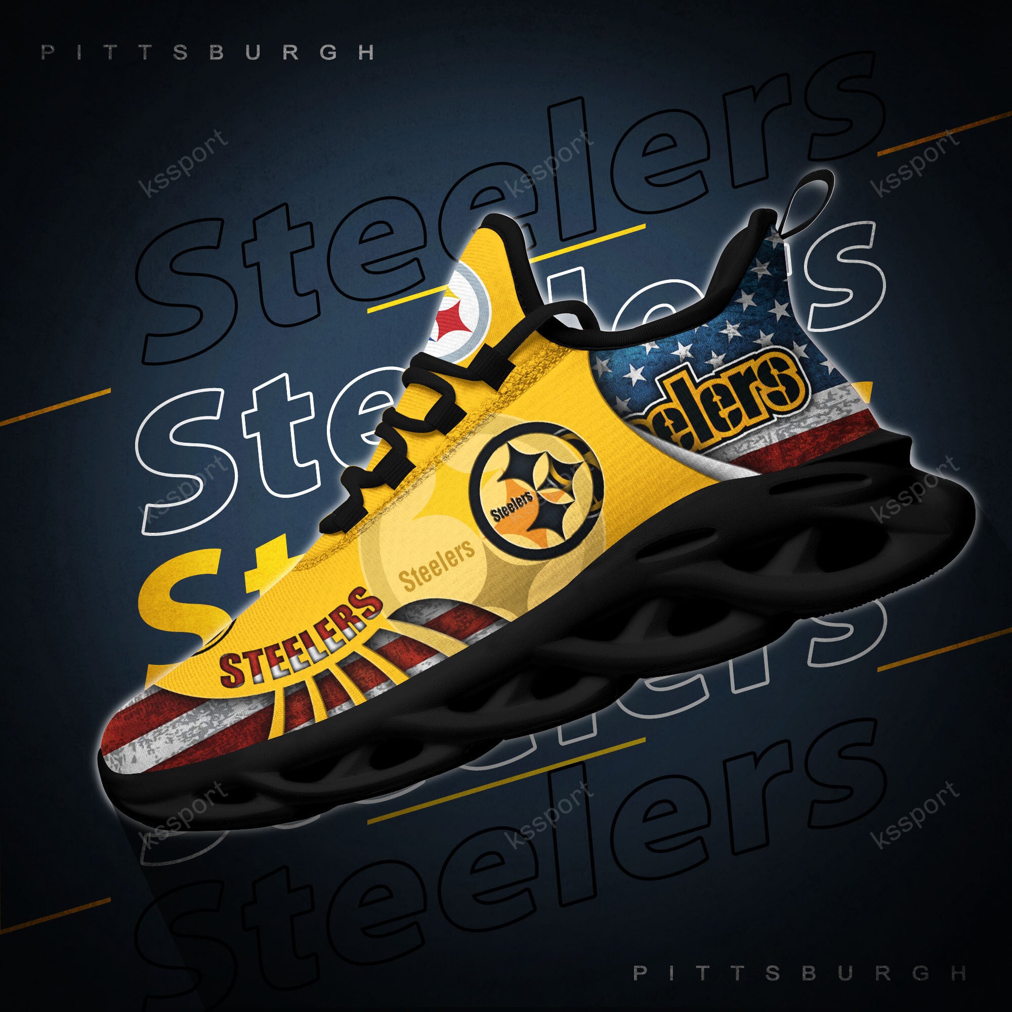 Pittsburgh Steelers NFL Max Soul Shoes Sneakers for Men And Women – NFL Football Fan Shoes, Team Sneakers - Image 4
