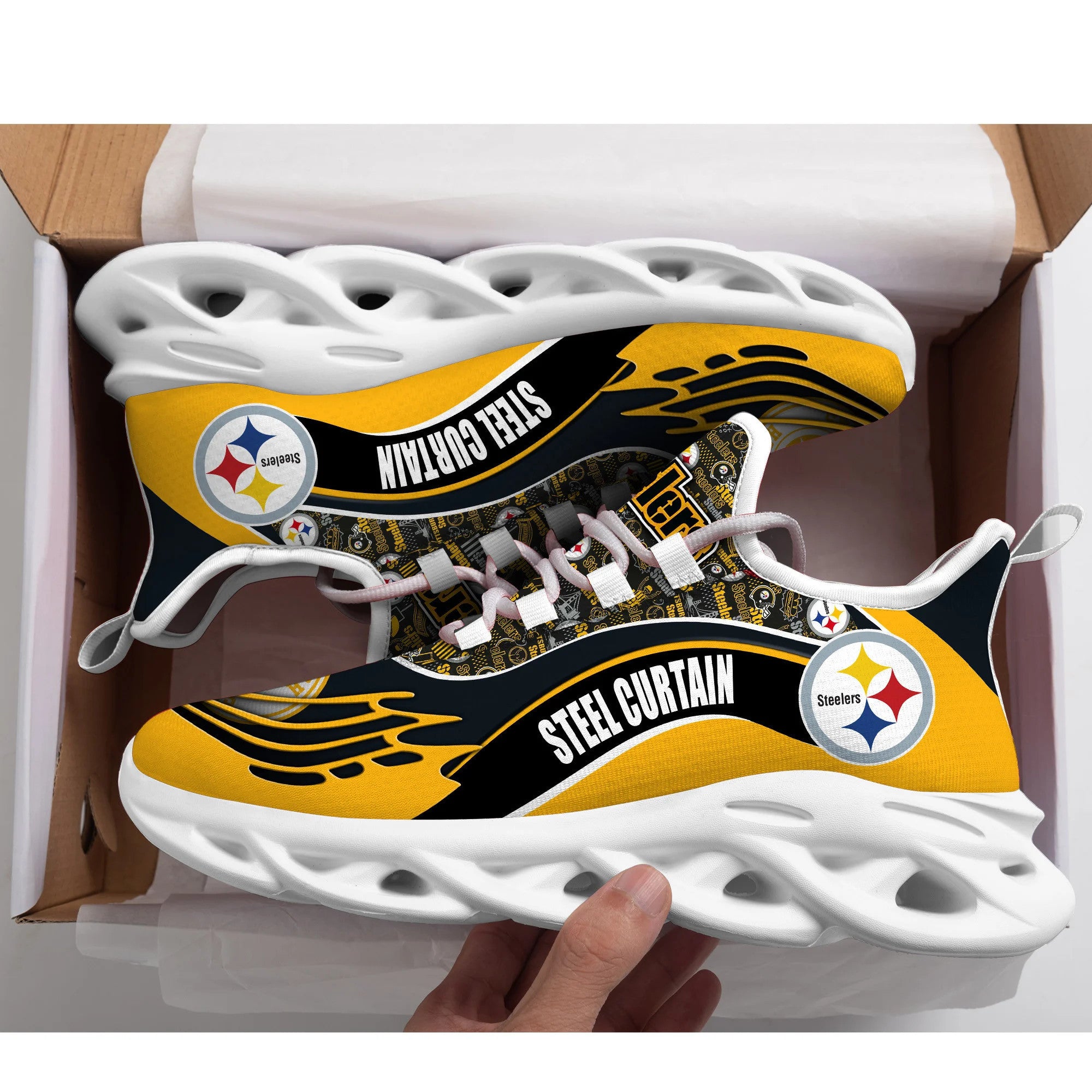Pittsburgh Steelers NFL Max Soul Shoes Sneakers for Men And Women – NFL Football Fan Shoes, Team Sneakers