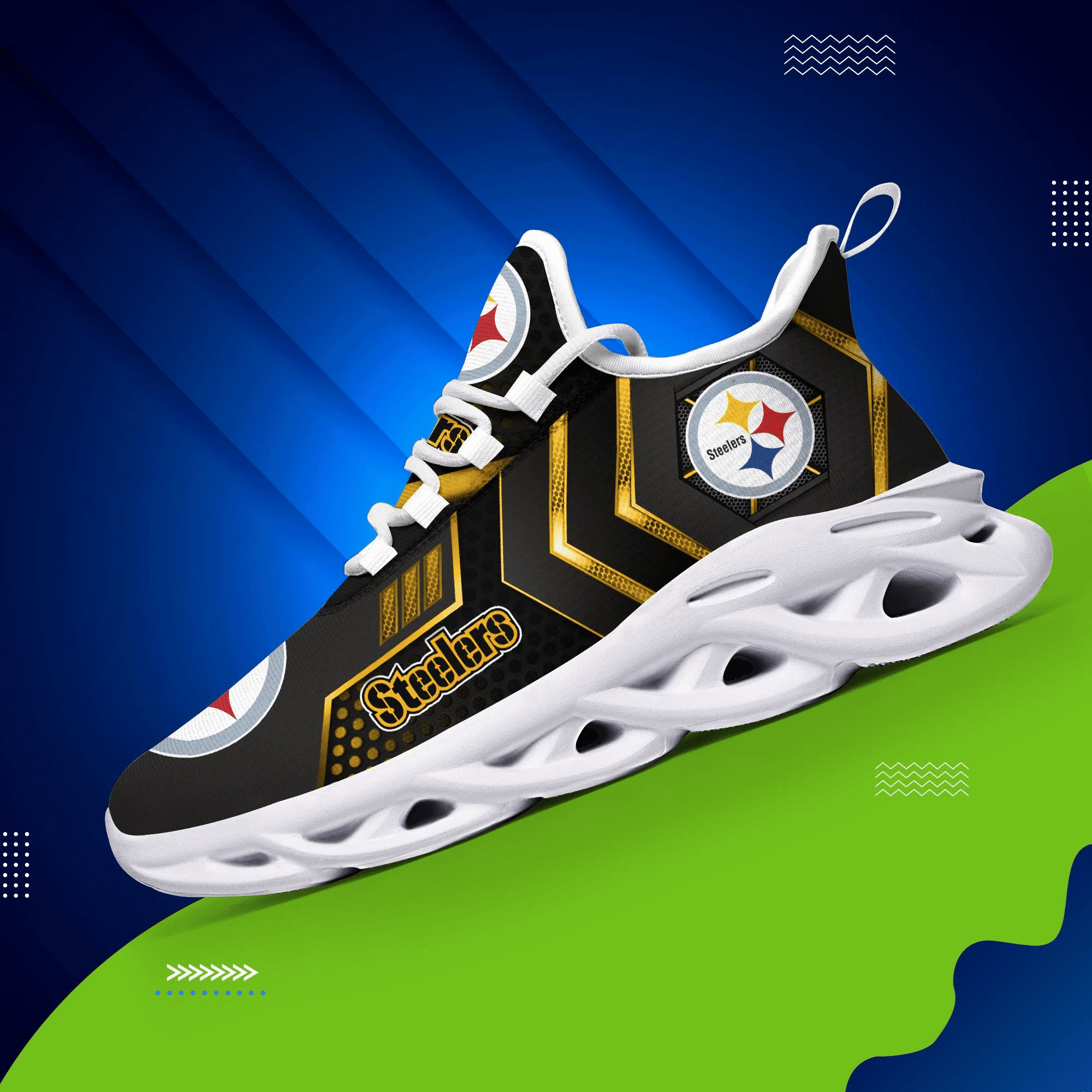 Pittsburgh Steelers NFL Max Soul Shoes Sneakers for Men And Women – NFL Football Fan Shoes, Team Sneakers