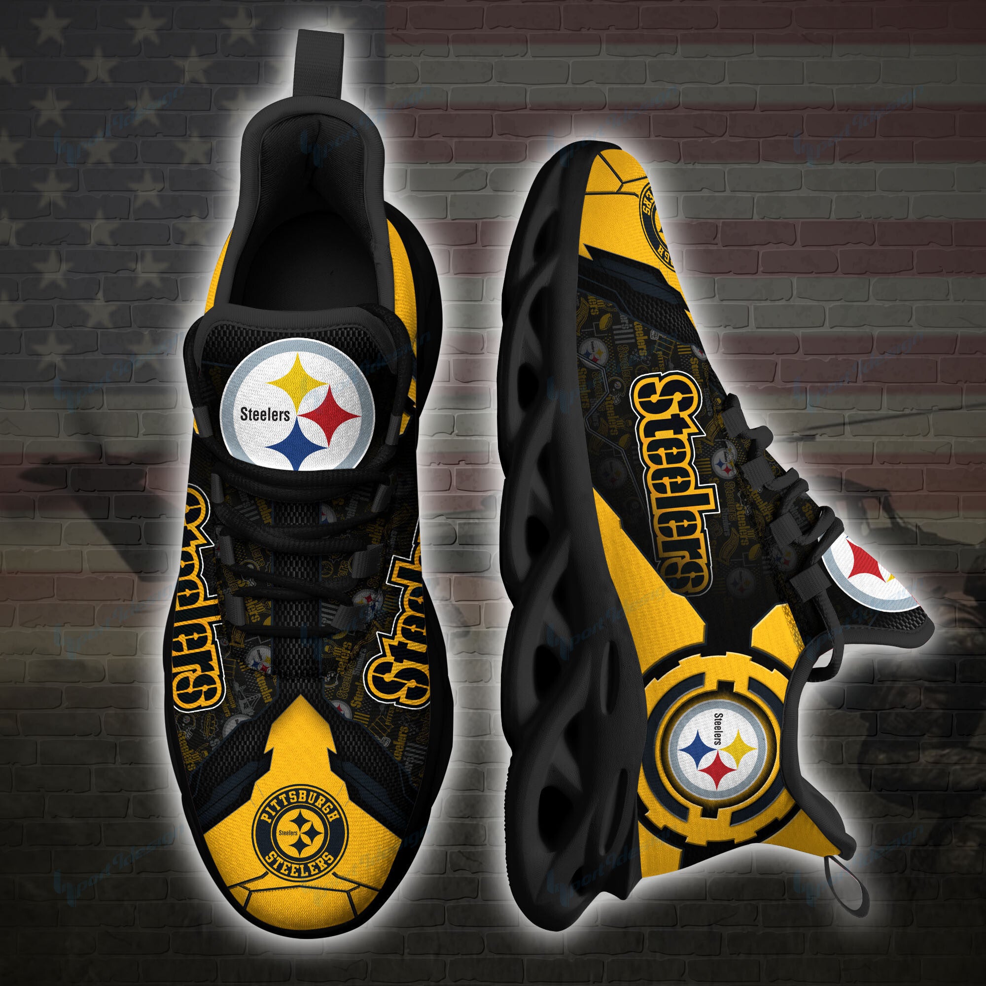 Pittsburgh Steelers NFL Max Soul Shoes Sneakers for Men And Women – NFL Football Fan Shoes, Team Sneakers - Image 3