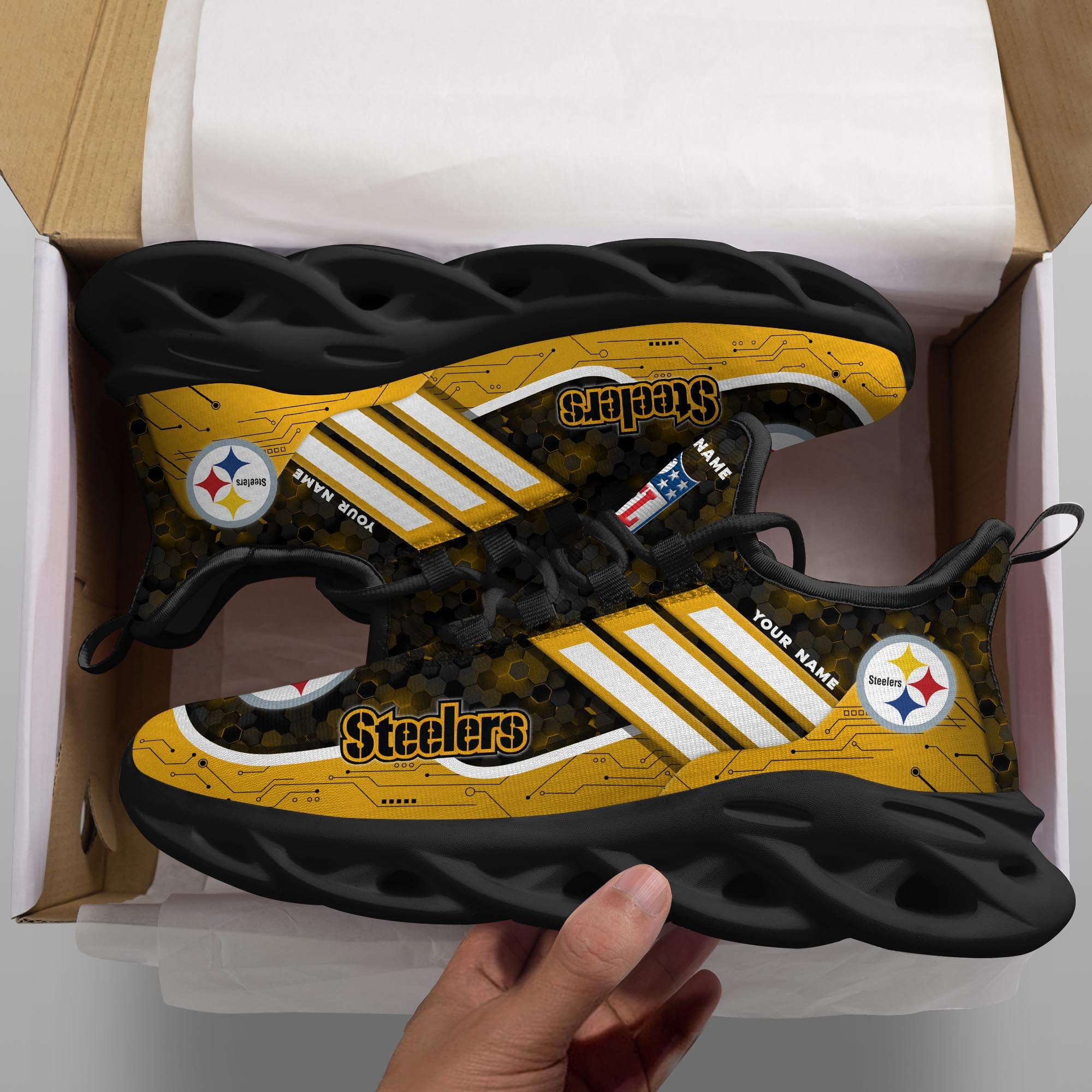 Pittsburgh Steelers NFL Max Soul Shoes Sneakers for Men And Women – NFL Football Fan Shoes, Team Sneakers
