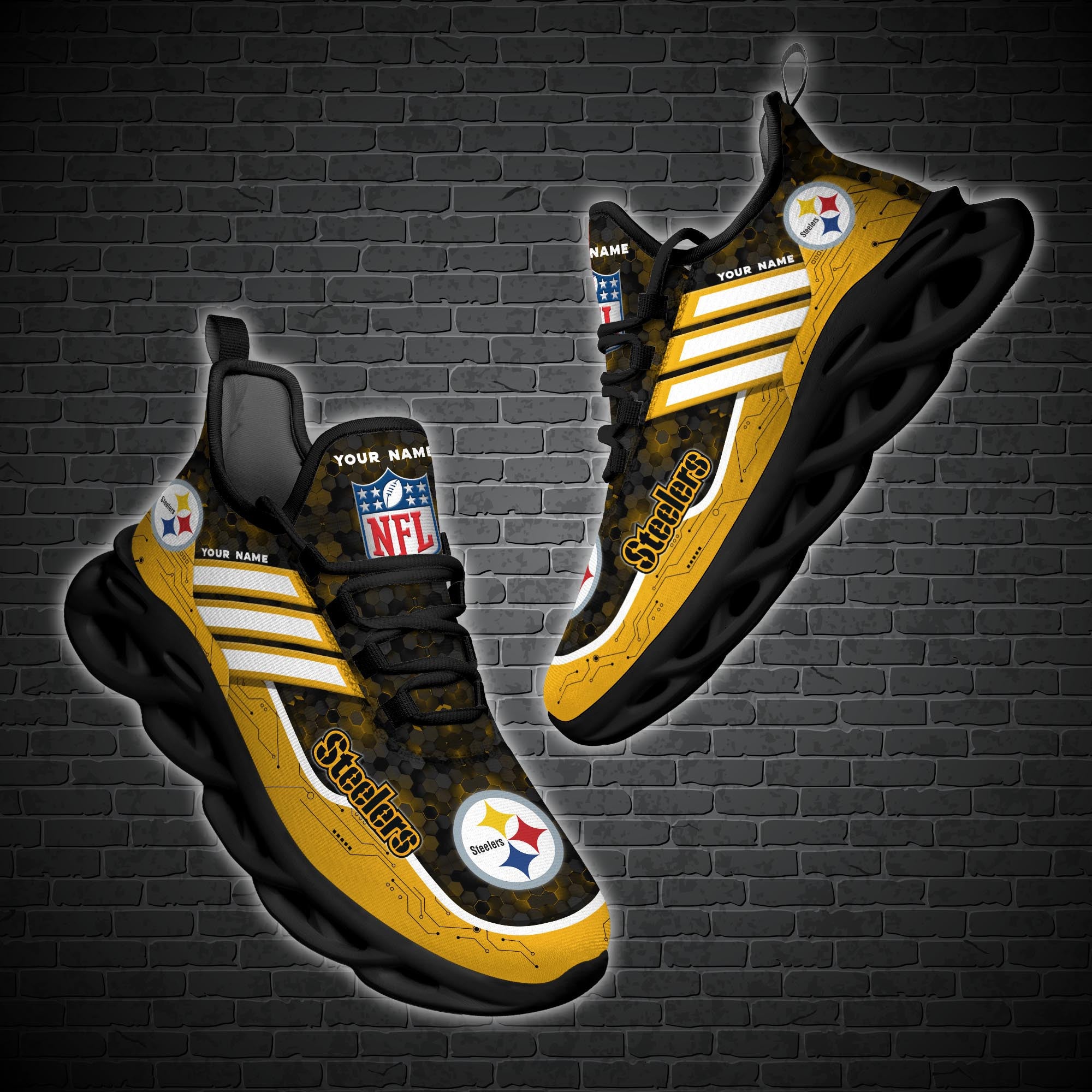 Pittsburgh Steelers NFL Max Soul Shoes Sneakers for Men And Women – NFL Football Fan Shoes, Team Sneakers - Image 3