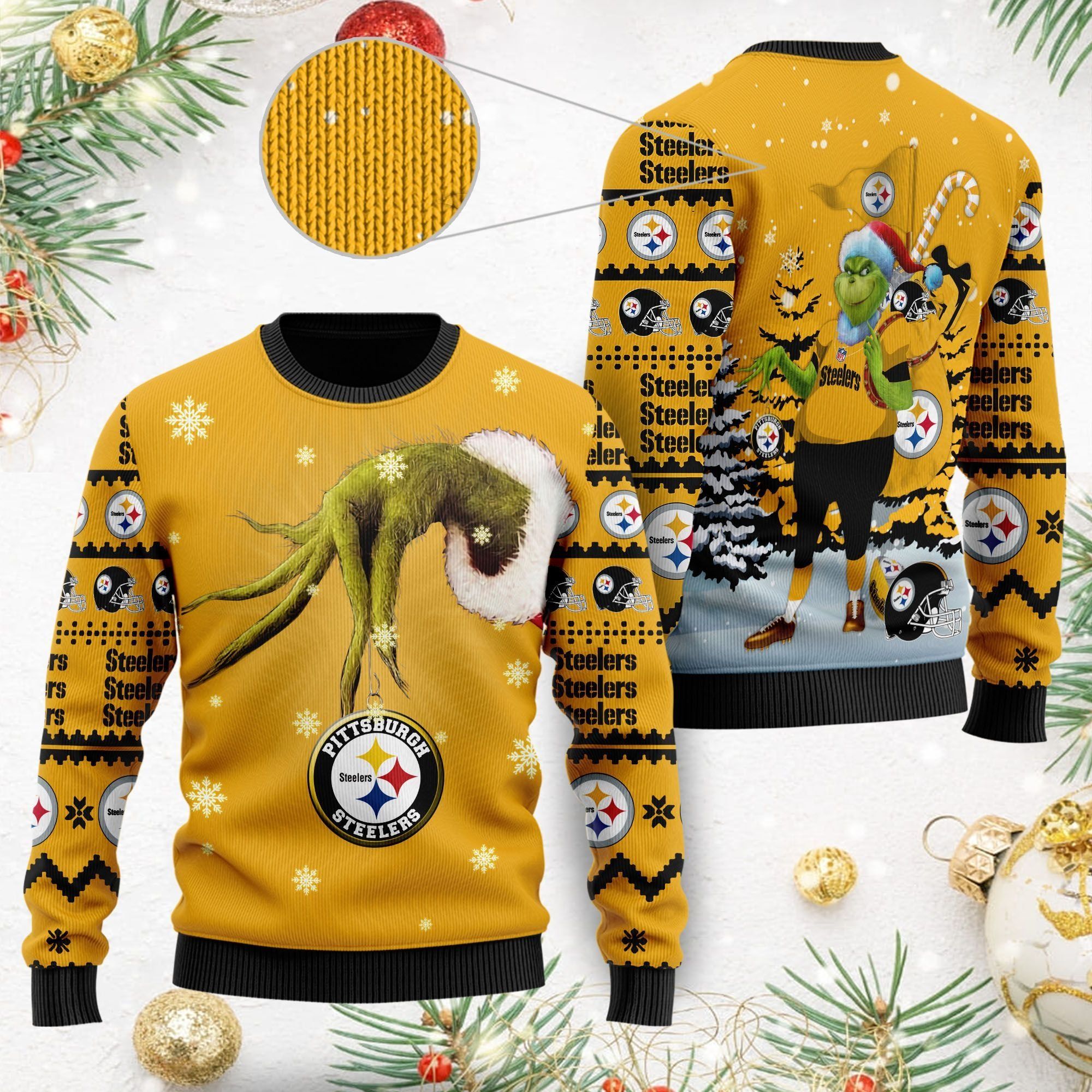 Pittsburgh Steelers NFL Team Grinch Ugly Christmas Sweater