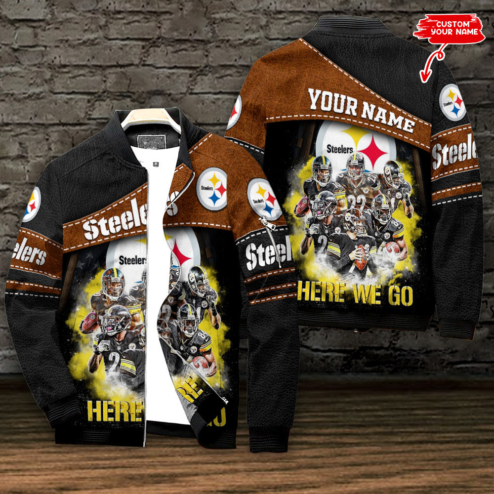 Pittsburgh Steelers Personalized Bomber Jacket | NFL Team Jacket for Men & Women | Football Fan Gift