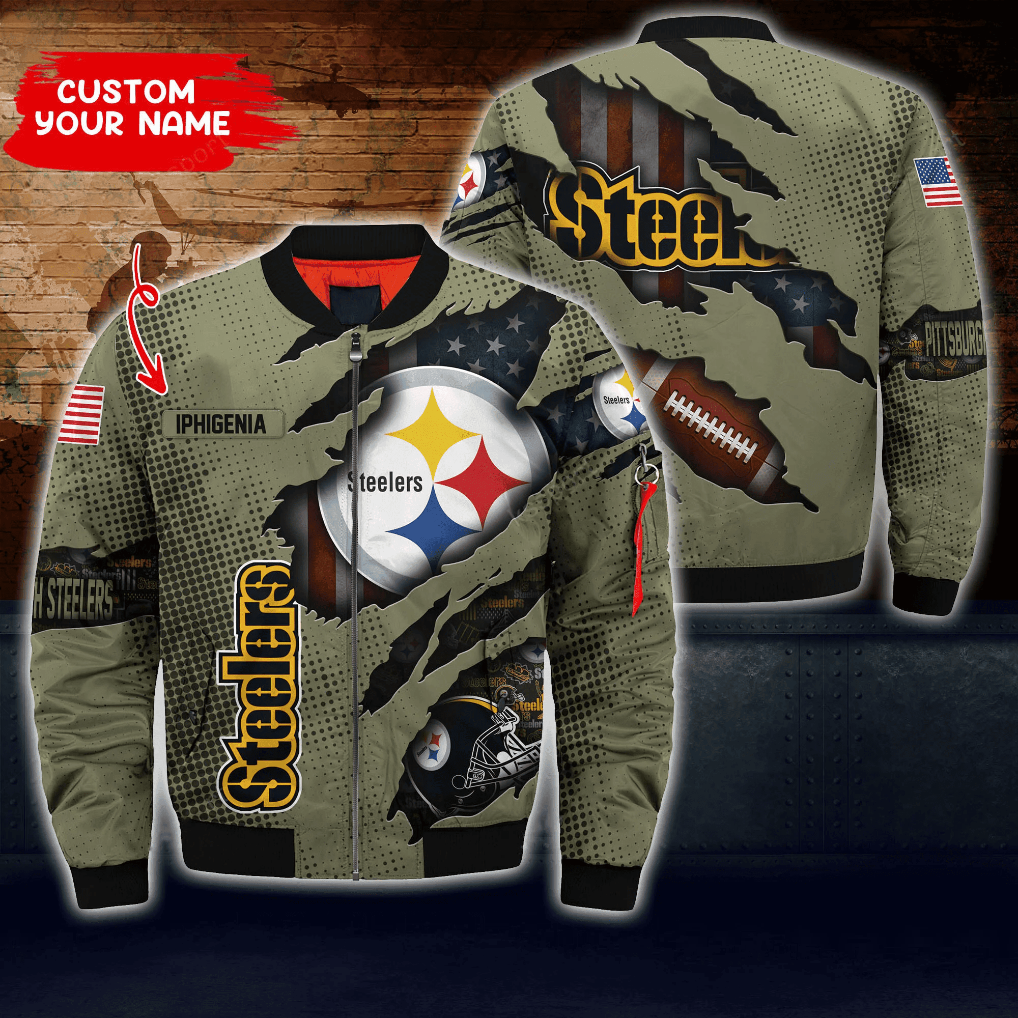 Pittsburgh Steelers Personalized Thick Bomber Jacket | NFL Team Jacket for Men & Women | Football Fan Gift
