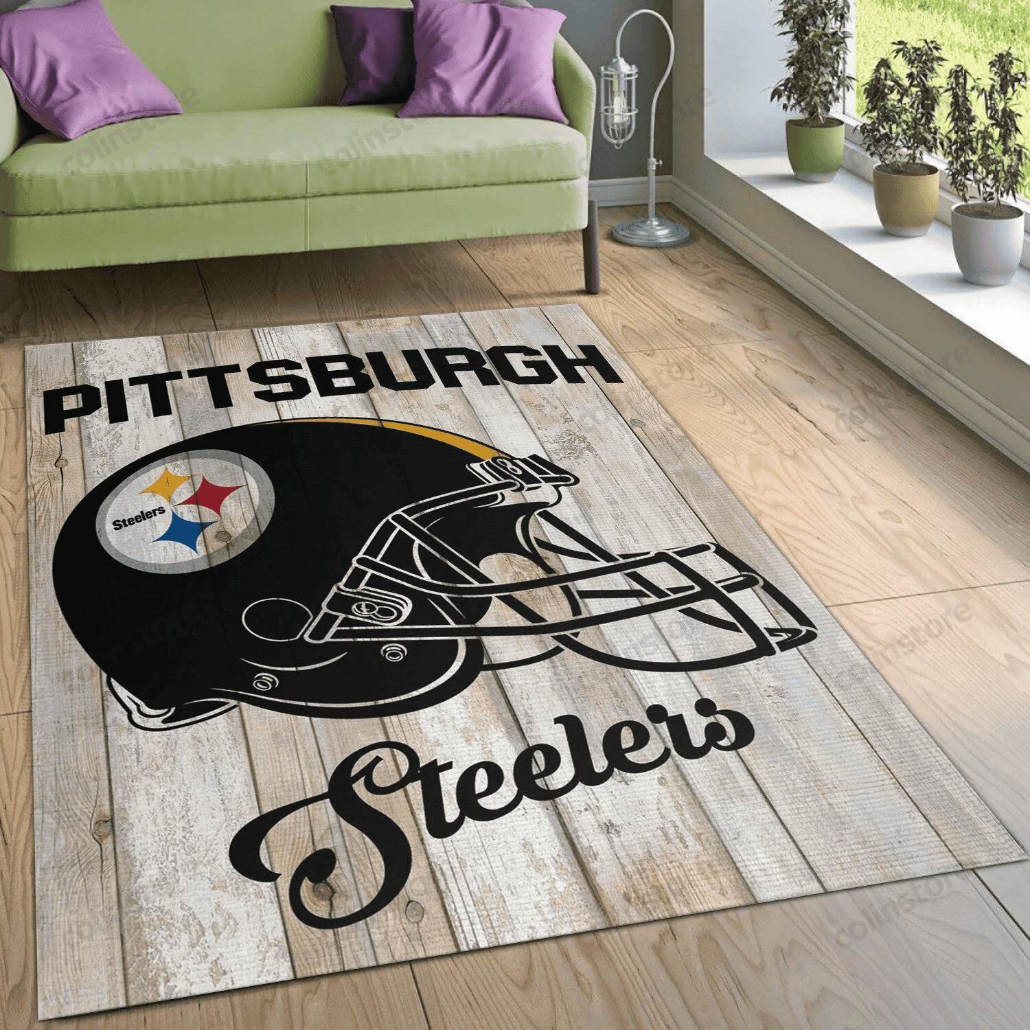 Pittsburgh Steelers Rectangle Area Rug – Full Print Carpet For Living Room & Bedroom Home Decor