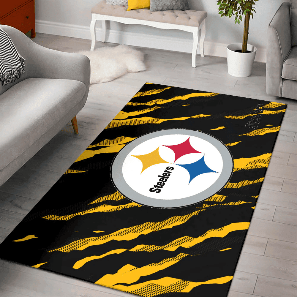 Pittsburgh Steelers Rectangle Area Rug – Full Print Carpet For Living Room & Bedroom Home Decor