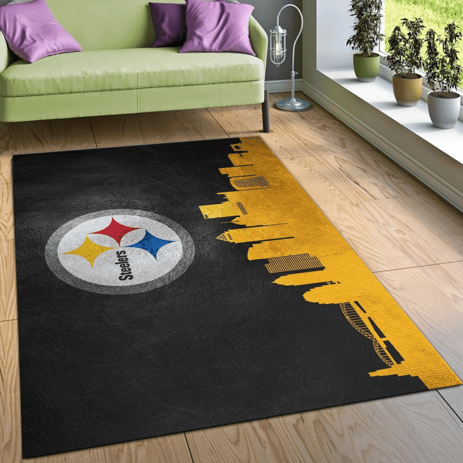 Pittsburgh Steelers Rectangle Area Rug – Full Print Carpet For Living Room & Bedroom Home Decor