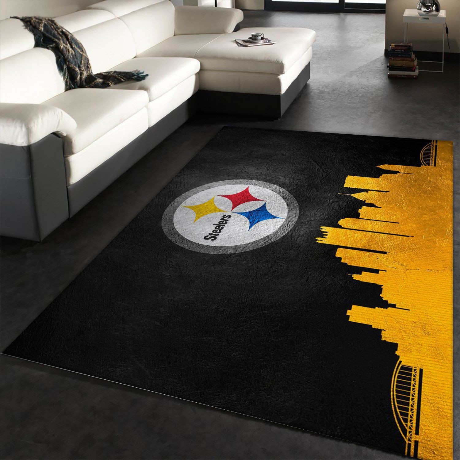 Pittsburgh Steelers Rectangle Area Rug – Full Print Carpet For Living Room & Bedroom Home Decor