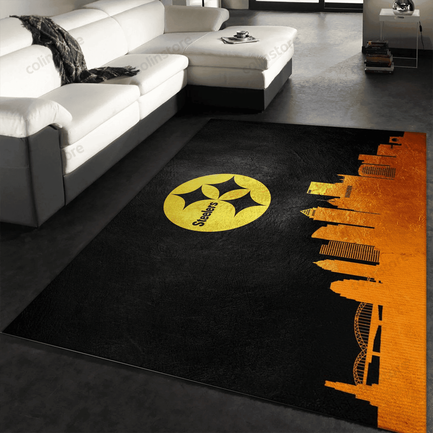 Pittsburgh Steelers Rectangle Area Rug – Full Print Carpet For Living Room & Bedroom Home Decor
