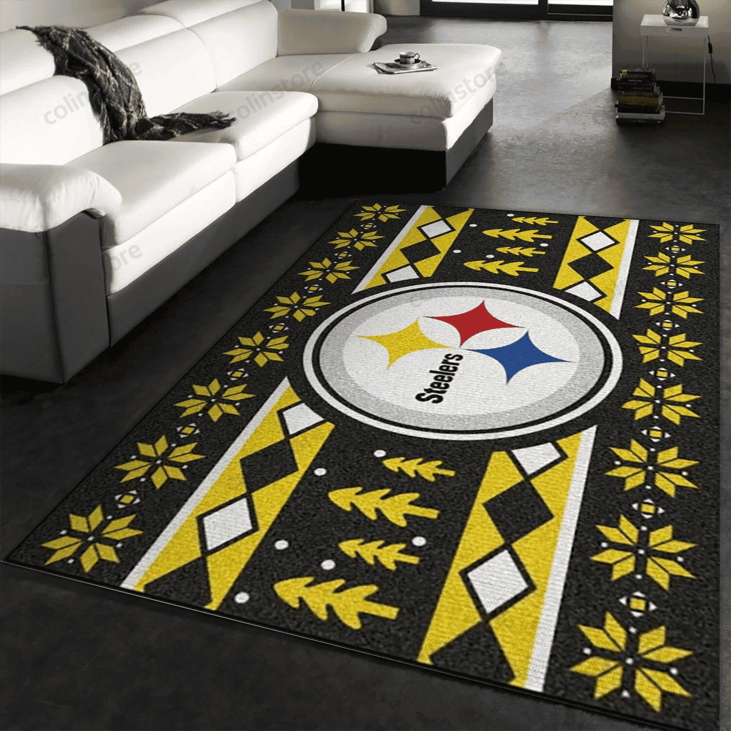 Pittsburgh Steelers Rectangle Area Rug – Full Print Carpet For Living Room & Bedroom Home Decor