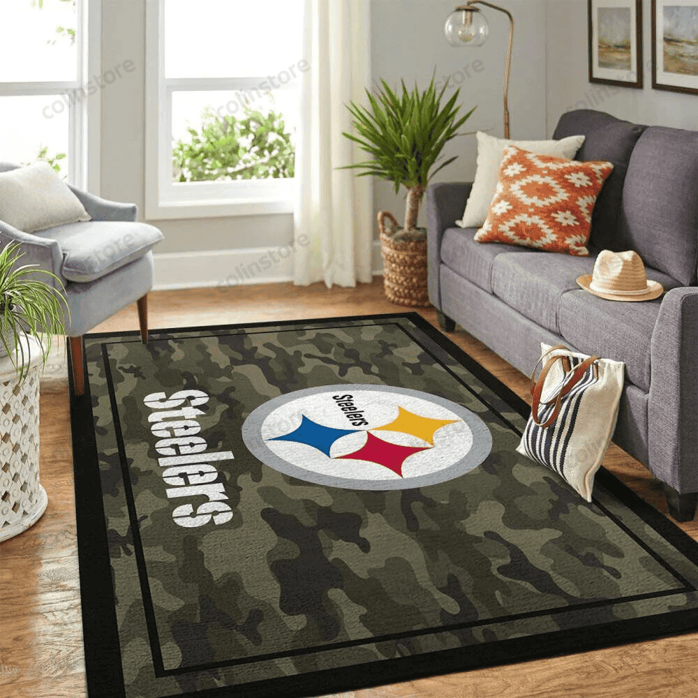 Pittsburgh Steelers Team Logo Rectangle Area Rug – Full Print Carpet For Living Room & Bedroom Home Decor