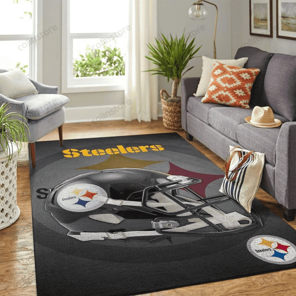 Pittsburgh Steelers Team Logo Rectangle Area Rug – Full Print Carpet For Living Room & Bedroom Home Decor