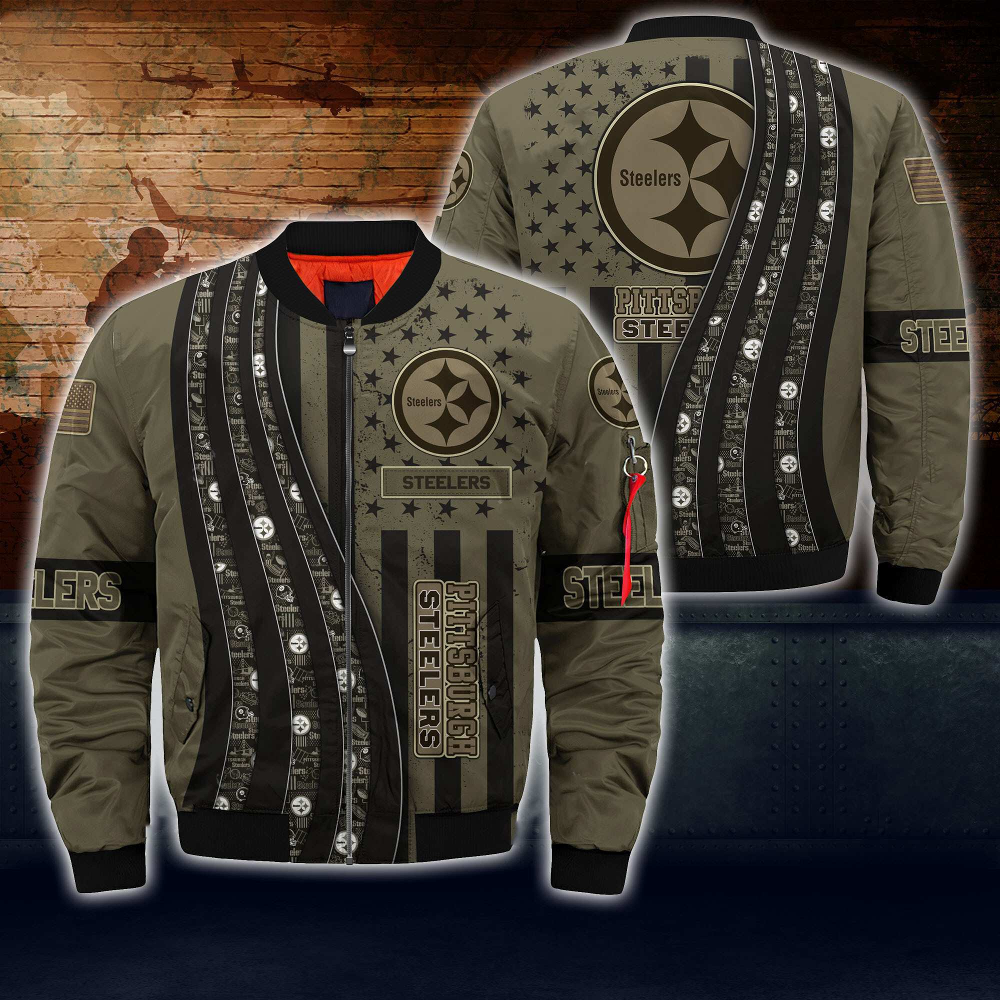 Pittsburgh Steelers Thick Bomber Jacket | NFL Team Jacket for Men & Women | Football Fan Gift