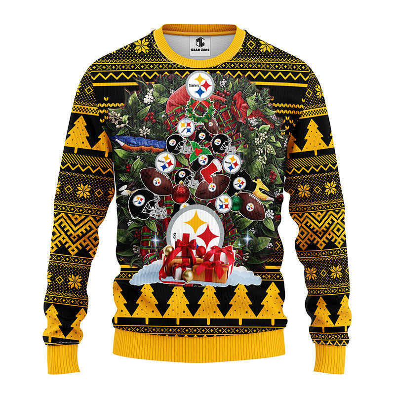 Pittsburgh Steelers Tree Ugly Christmas Fleece Sweater