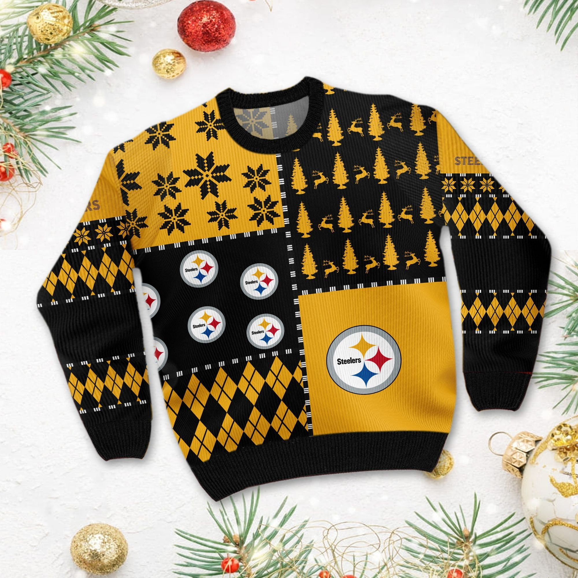 Pittsburgh Steelers Ugly Christmas Sweater Perfect Holiday Gift - Image 3