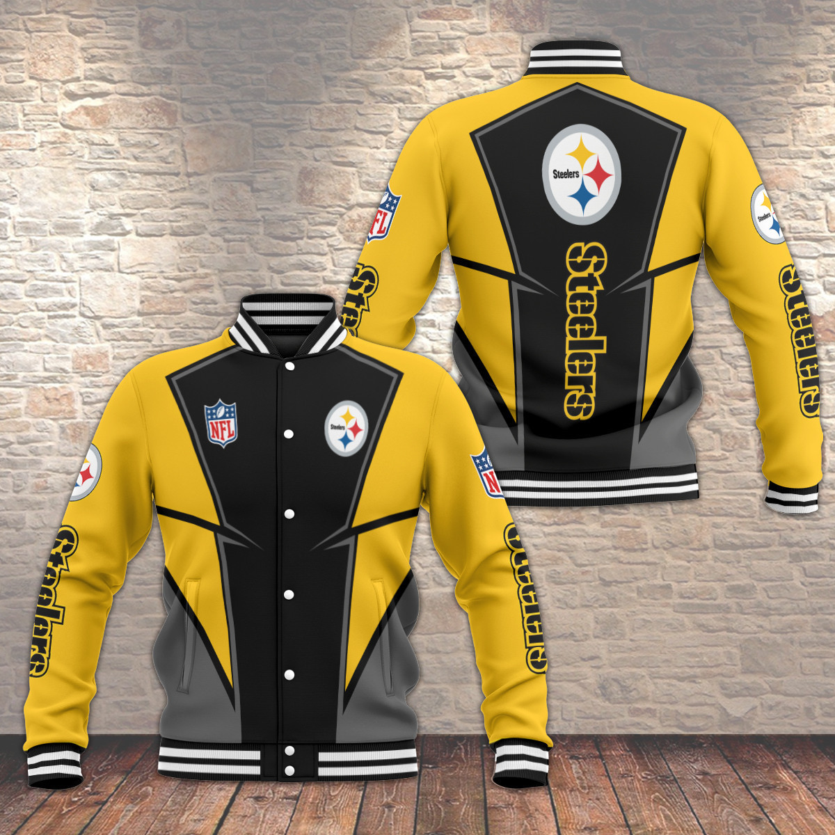 Pittsburgh Steelers Varsity Baseball Jacket for Men & Women | NFL Team Fan Gift