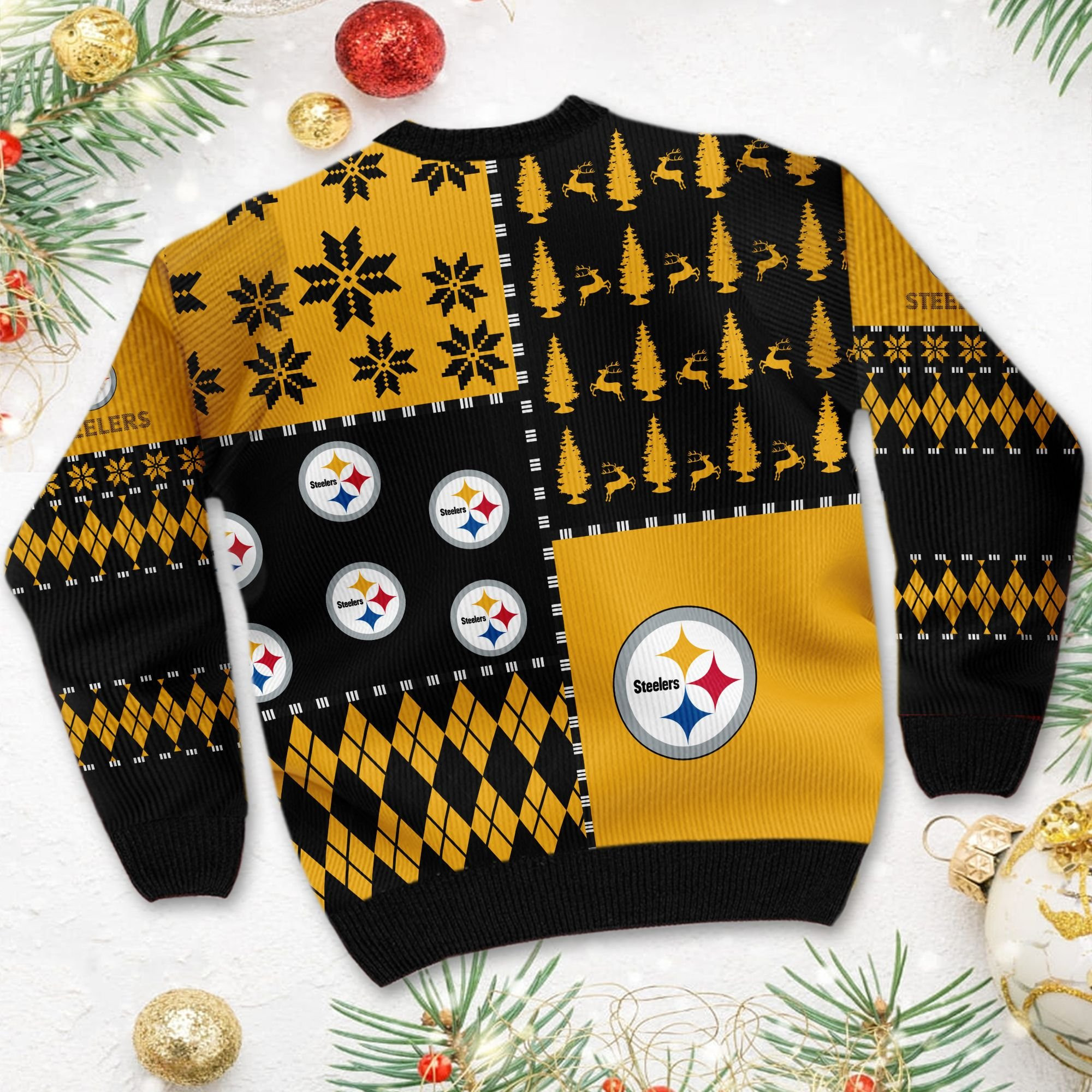 Pittsburgh Steelerss Full Size For Sale Best Christmas Gift For Steelers Fans Ugly Christmas Sweater Perfect Holiday Gift - Image 4
