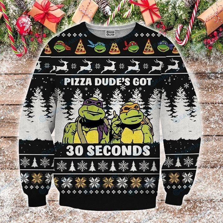 Pizza Dudes Got 30 Seconds Ninja Turtle Ugly Christmas Sweater,