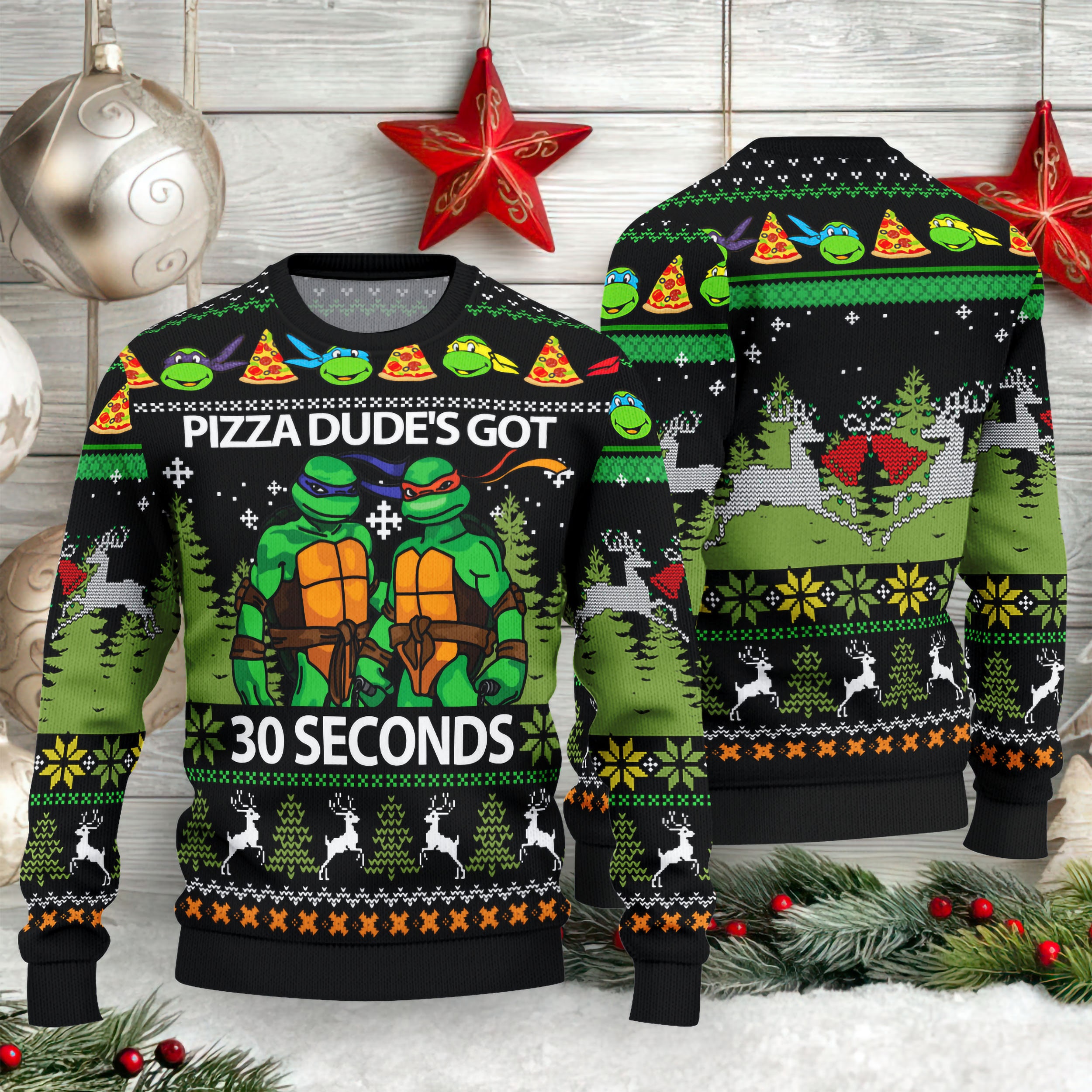 Pizza Dude's Got 30 Seconds Ugly Christmas Sweater