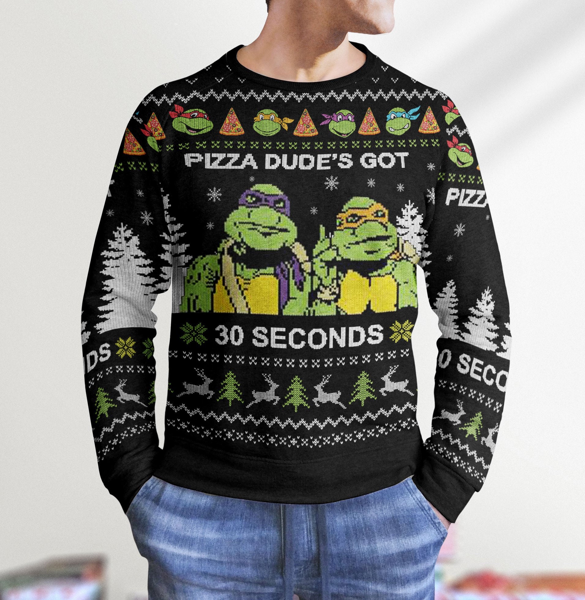 Pizza Dude's Got 30 Serconds Knitted Sweater Ugly Christmas Sweater