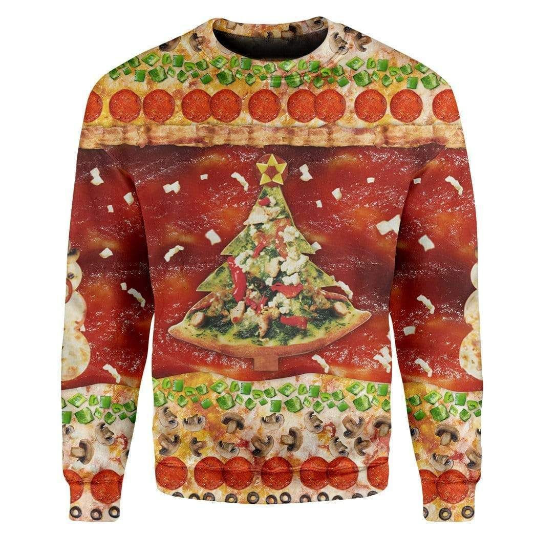 Pizza Serving Up Holiday Cheer For Pizza Lovers Ugly Christmas Sweater,
