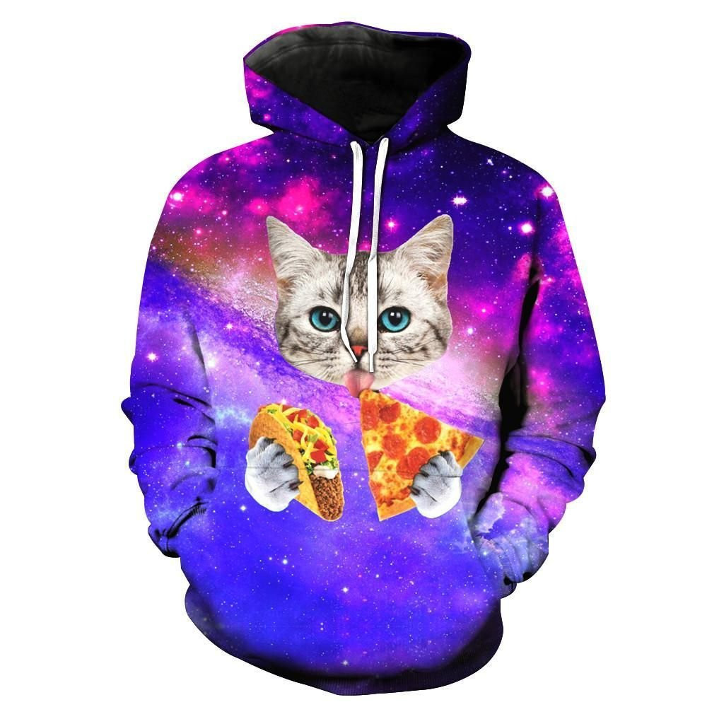 Pizza Taco Cat In Space 3D All Over Print Hoodie & Zip Hoodie
