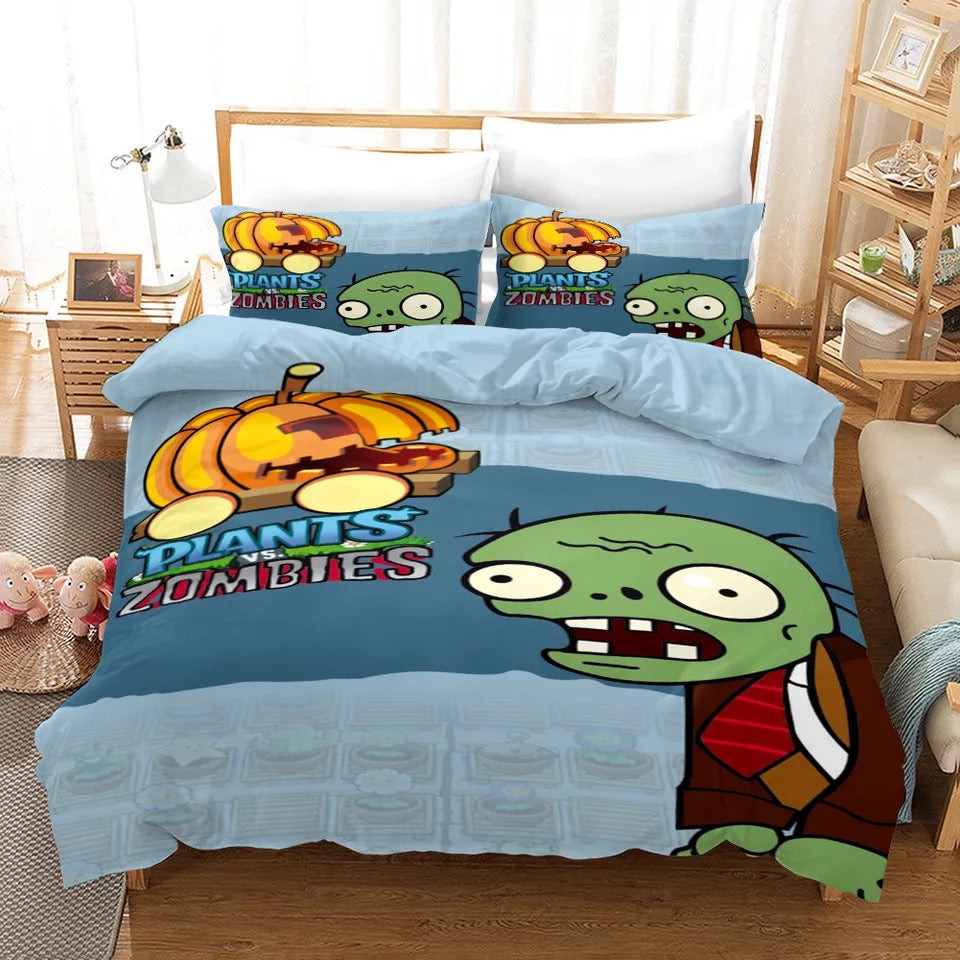 Plants Vs Zombies Duvet Cover Quilt Cover Pillowcase Bedding Set Bed Linen Home Bedroom Decor