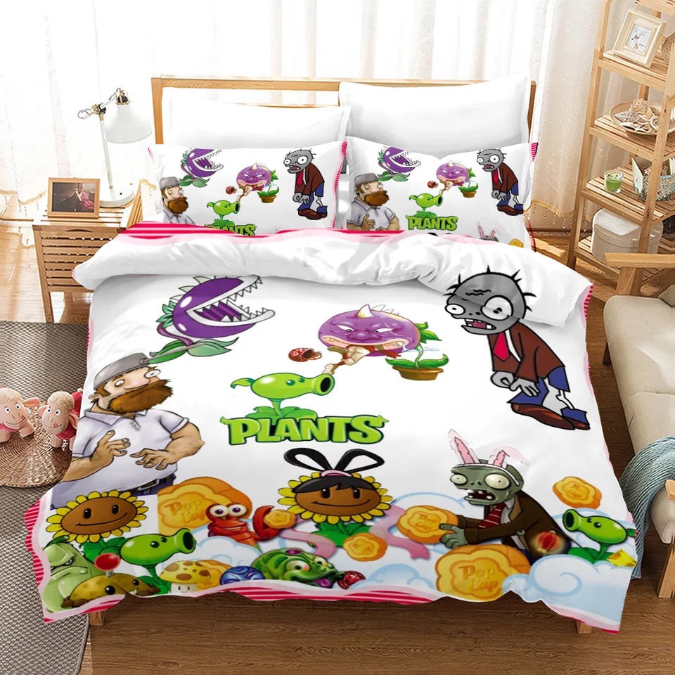 Plants Vs Zombies Duvet Cover Quilt Cover Pillowcase Bedding Set Bed Linen Home Bedroom Decor