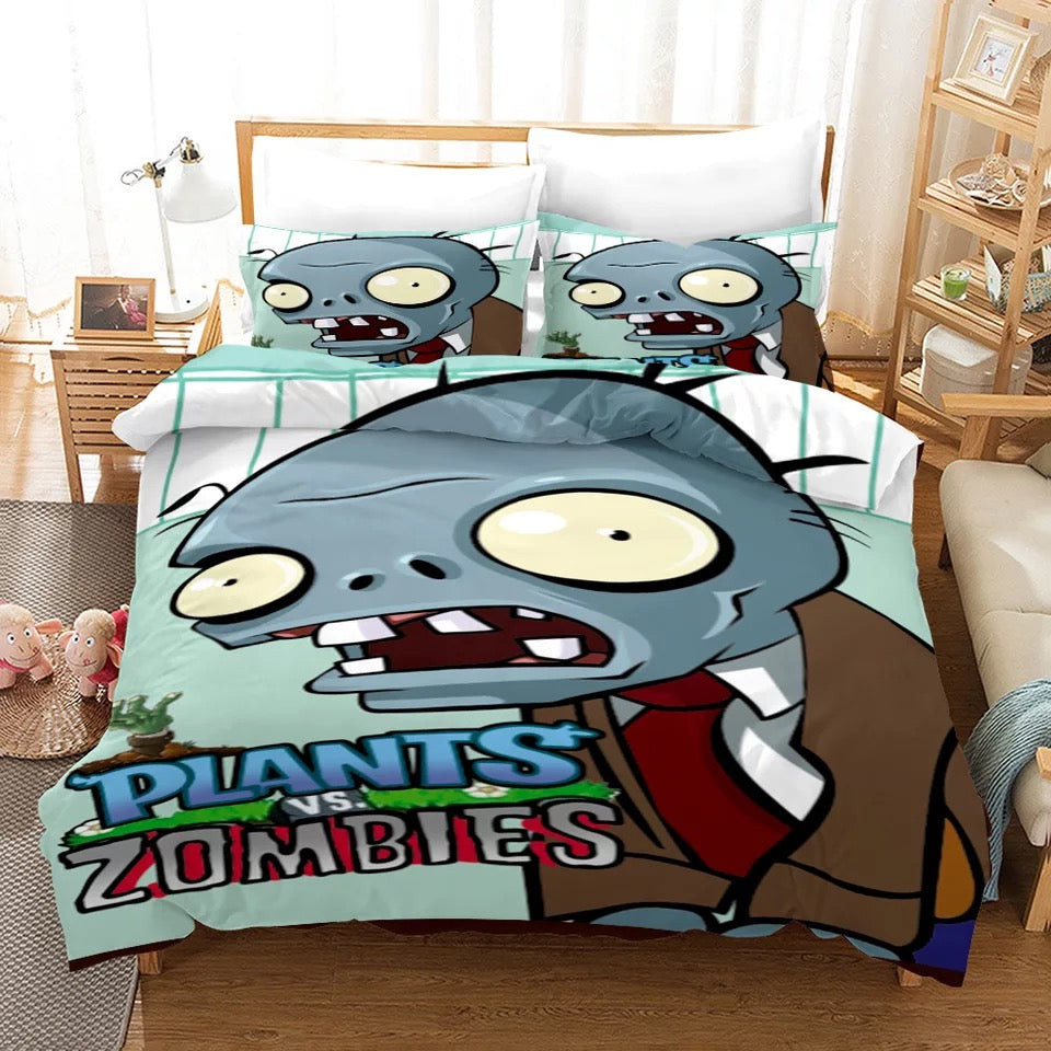 Plants Vs Zombies Duvet Cover Quilt Cover Pillowcase Bedding Set Bed Linen Home Bedroom Decor