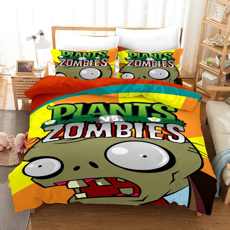 Plants Vs Zombies Duvet Cover Quilt Cover Pillowcase Bedding Set Bed Linen Home Bedroom Decor
