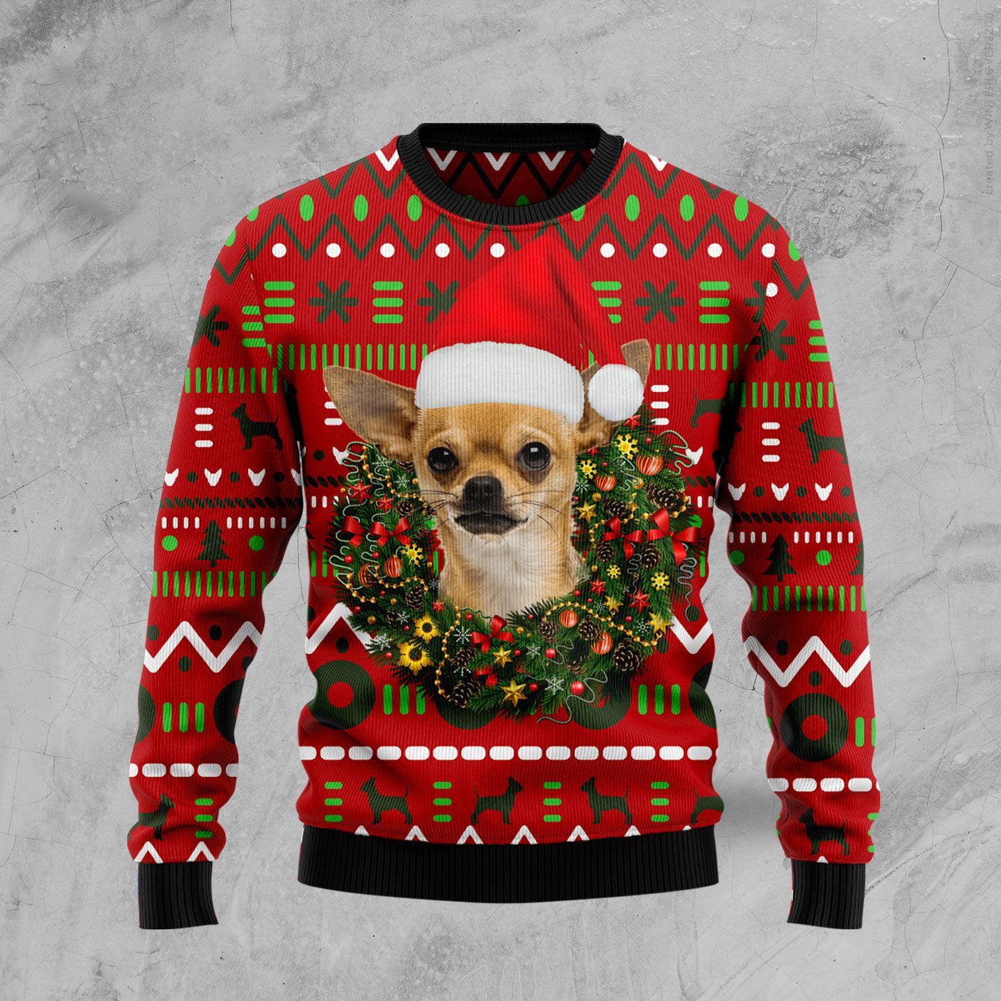 Playful Chihuahua Merry Christmas Ugly Christmas Sweater, Perfect Holiday Gift