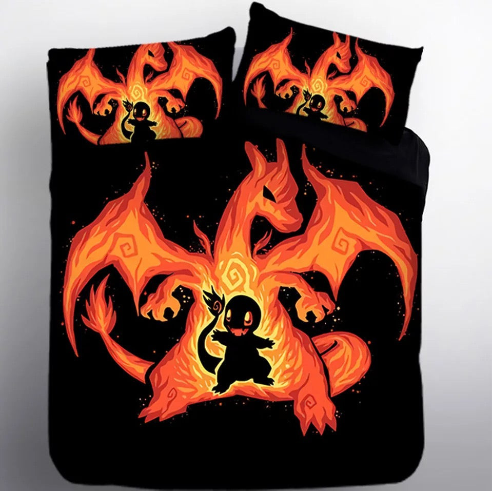 Pokemon Charmander Duvet Cover Quilt Cover Pillowcase Bedding Set Bed Linen Home Bedroom Decor