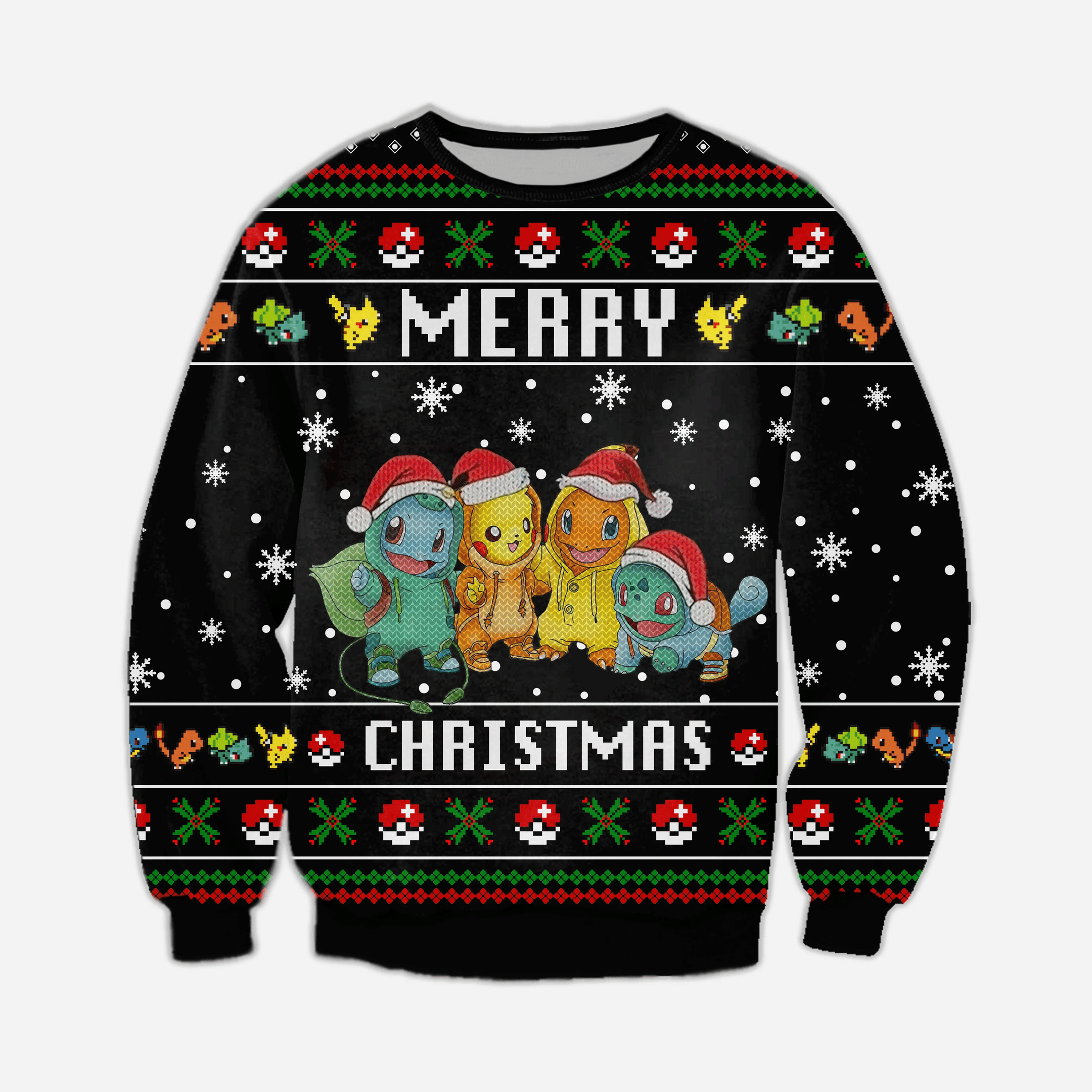 Pokemon Christmas Knitting Pattern 3D Print Ugly Christmas Sweater