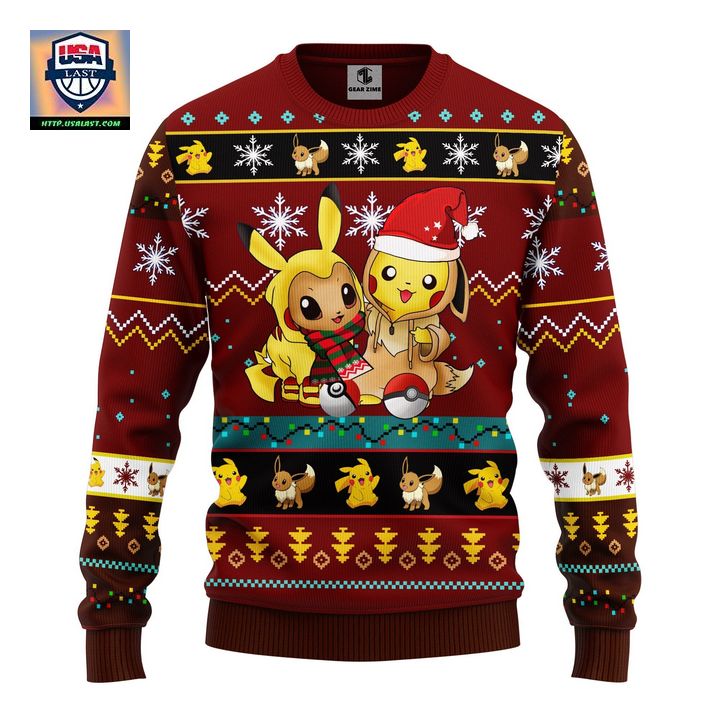 Pokemon Cute Noel Mc Ugly Christmas Sweater Brown Red 1 Amazing Gift Idea Thanksgiving Gift