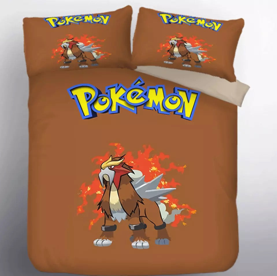 Pokemon Entei Duvet Cover Quilt Cover Pillowcase Bedding Set Bed Linen Home Bedroom Decor
