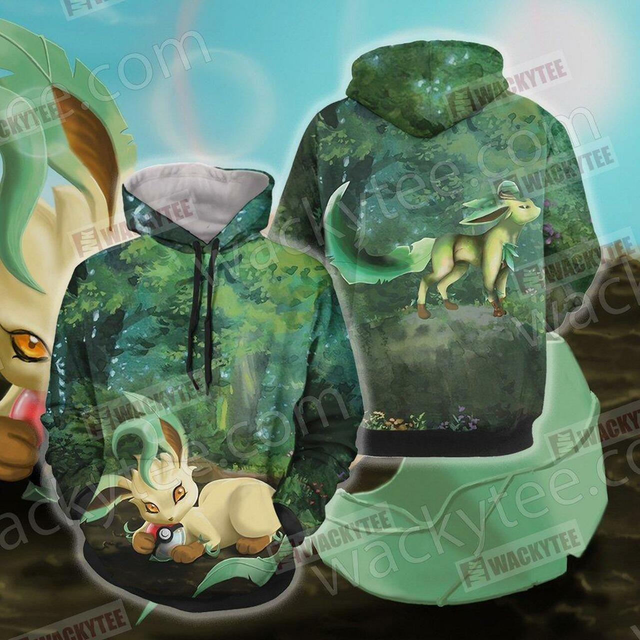 Pokemon Leafeon Unisex 3D All Over Print Hoodie & Zip Hoodie
