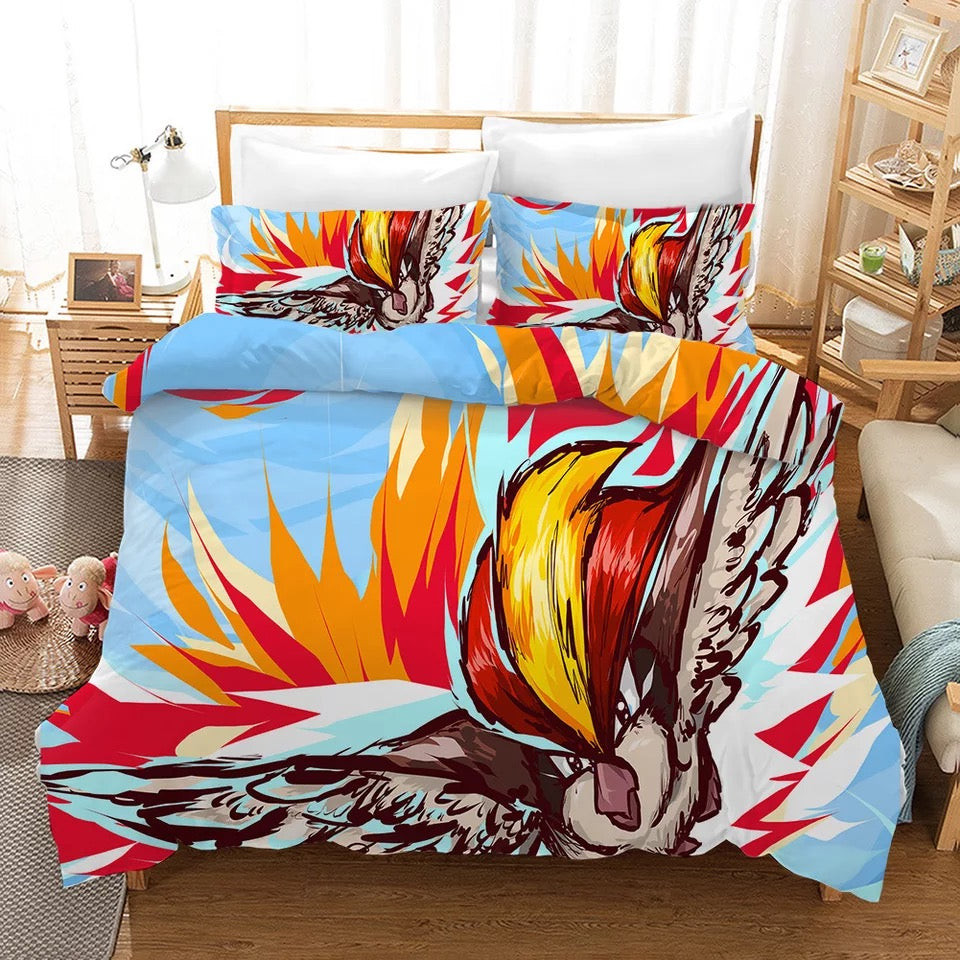 Pokemon Pikachu Brave Bird Duvet Cover Quilt Cover Pillowcase Bedding Set Bed Linen Home Bedroom Decor