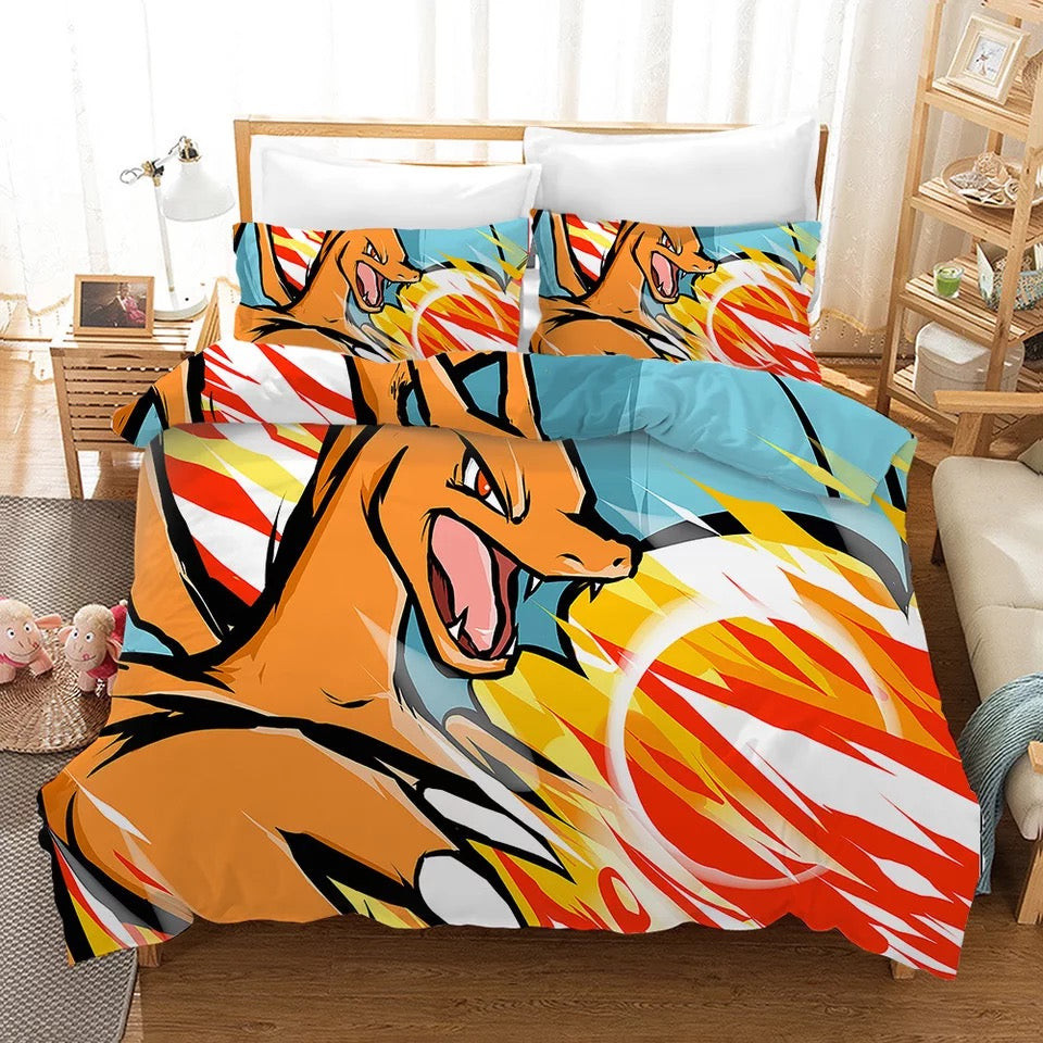 Pokemon Pikachu Charizard Duvet Cover Quilt Cover Pillowcase Bedding Set Bed Linen Home Bedroom Decor