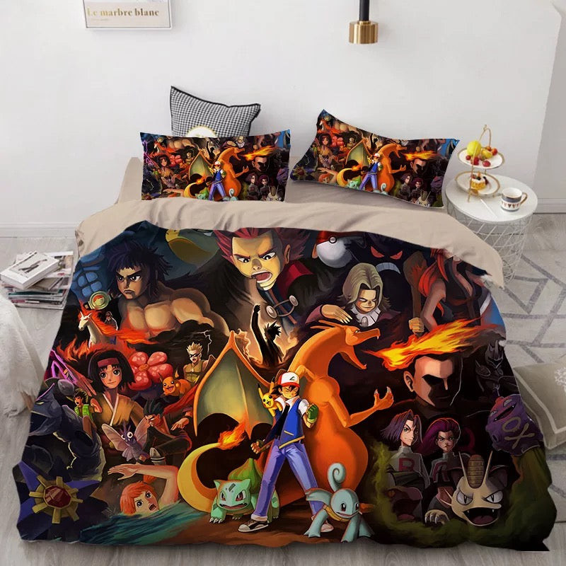 Pokemon Pikachu Duvet Cover Quilt Cover Pillowcase Bedding Set Bed Linen Home Bedroom Decor