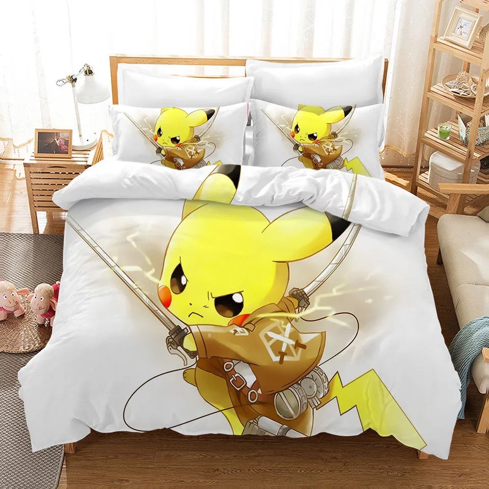 Pokemon Pikachu Duvet Cover Quilt Cover Pillowcase Bedding Set Bed Linen Home Bedroom Decor