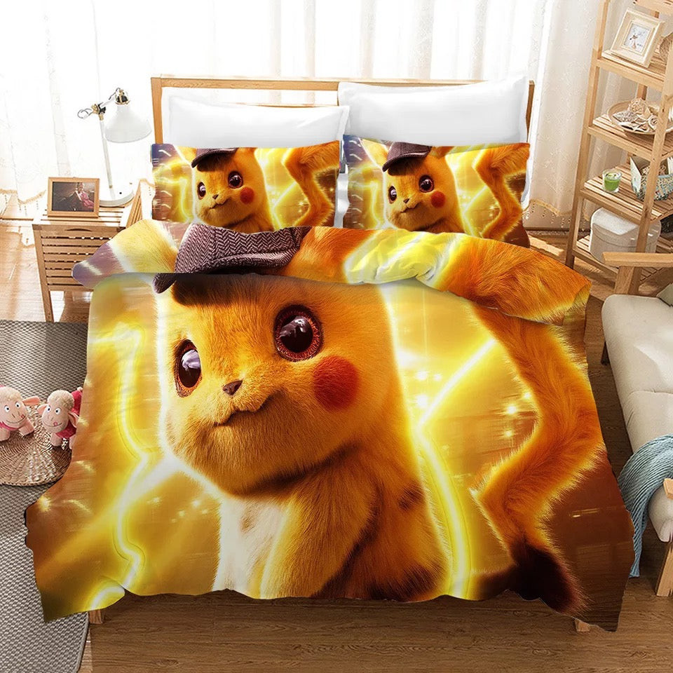 Pokemon Pikachu Duvet Cover Quilt Cover Pillowcase Bedding Set Bed Linen Home Bedroom Decor