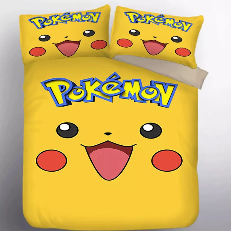 Pokemon Pikachu Duvet Cover Quilt Cover Pillowcase Bedding Set Bed Linen Home Bedroom Decor